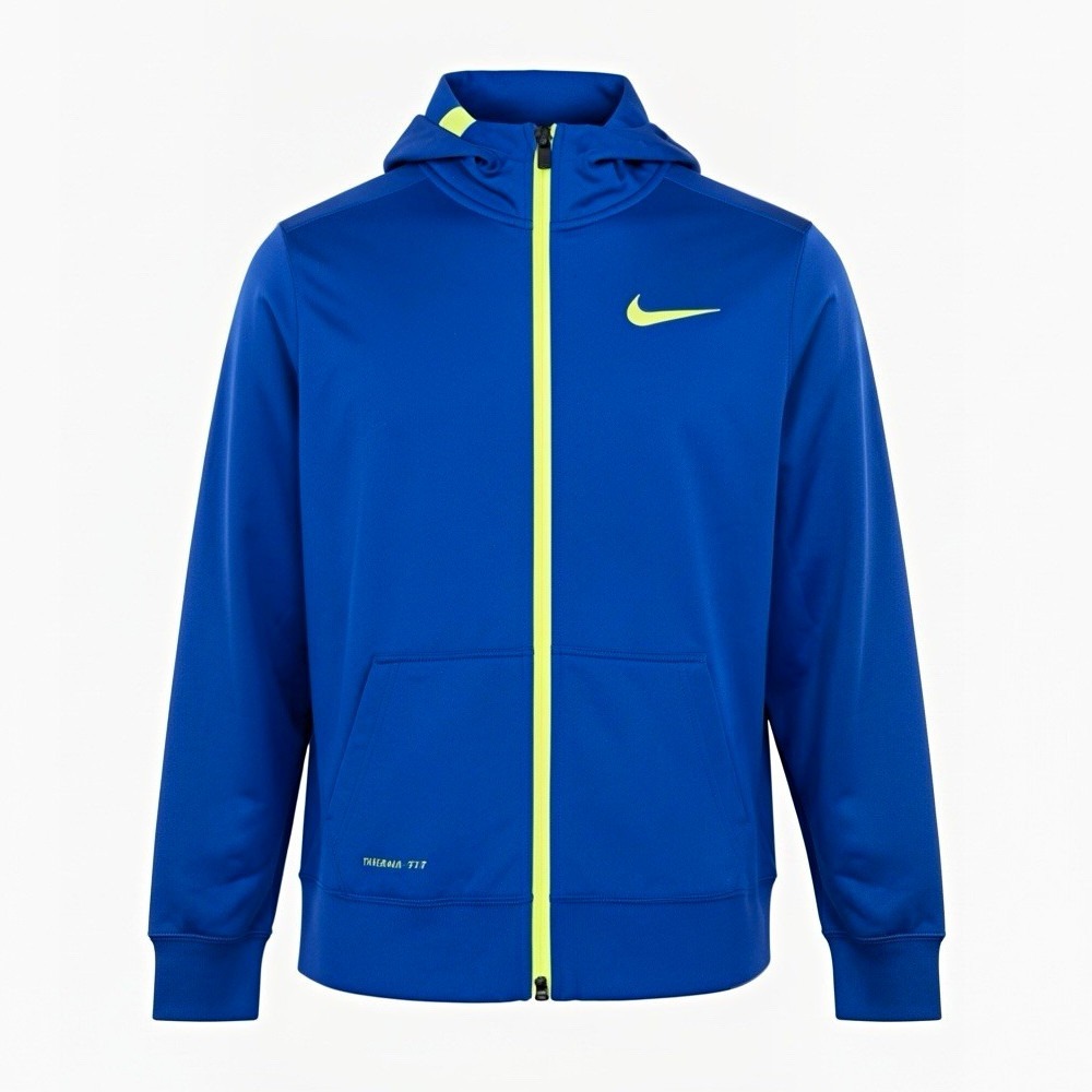 Nike Therma-FIT Kids  Full Zip Hooded Hoodie w/ Pockets Blue/Yellow XL